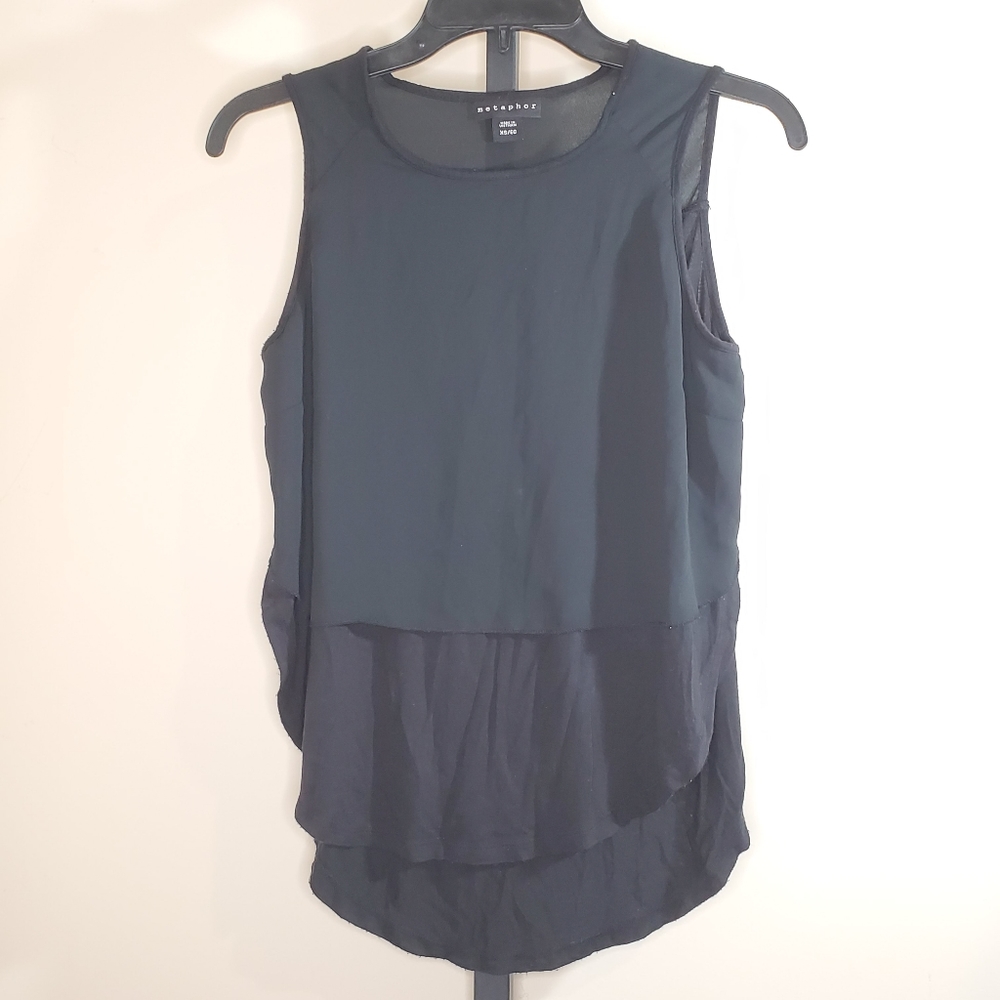 Metaphor Black Layered Tank Top Side Slits XS